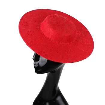 Borgoña Rosa Regular Redondeado Sombreros de 30CM Victoriana Parte de Sombreros de Cóctel Hecho a los Accesorios del Pelo de la Boda de DIY Casco