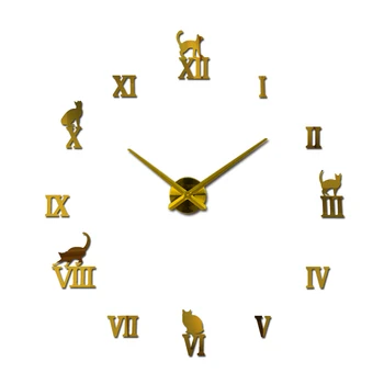 Breve Moda Reloj de Pared de Diseño de Acrílico del Espejo de los Relojes de Europa Diy 3d Pegatinas de Gran Decorativo Reloj de Cuarzo Para el Cuarto de Estudio