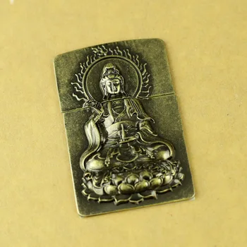 Budista Amuleto de la Riqueza de la Suerte Buda Tallada a Mano de BRICOLAJE placa de Metal Para Kerosene Aceite Ligero Decoración de Auto-Adhesivo de la etiqueta Engomada de Metal