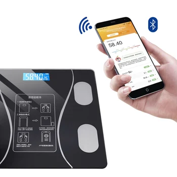 Báscula Digital con LED Báscula Electrónica para Android/IOS/APLICACIÓN Bluetooth Smart Cuerpo Escalas