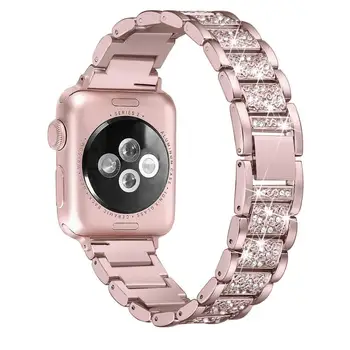 CASO del diamante + BANDA Para el Apple Watch de 40 mm, de 44 mm 38 mm 42 mm de iWatch serie 5 4 3 2 1 pulsera de apple watch de acero inoxidable correa de las mujeres
