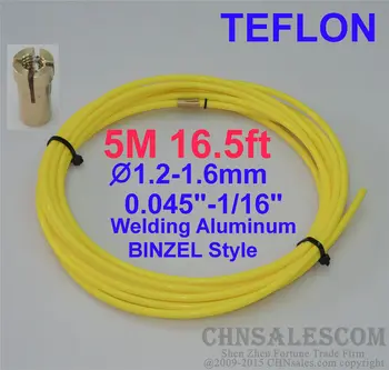 CHNsalescom BINZEL Estilo MIG MAG Revestimiento de PTFE 1.2-1.6 Soldadura de Conectores de Cable 5M 16.5 ft. Amarillo