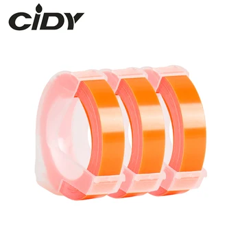 CIDY 3 rollos de 6/9/12MM Dymo 3D de Plástico Fluorescente Naranja de Relieve una Cinta rotuladora DYMO 1011 1610 12965 MOTEX E101