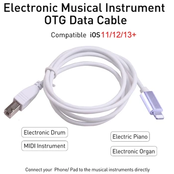 Cable OTG para el IPhone para MIDI USB Tipo B Instrumento Adaptador para el IPhone 12 11 X XS MAX XR 8 7 6 Piano Eléctrico Conector de Audio