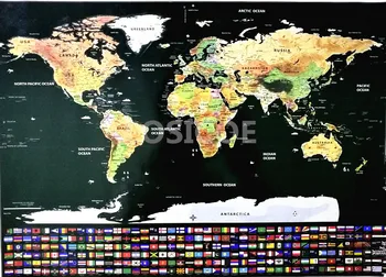 Caliente! De gran Tamaño Creativo Cero Mapa del Mundo de la Bandera Nacional de Geografía Cartel de la Pared Pegatinas de Colgar la Pintura de Decoración de la Habitación 58X83 CM