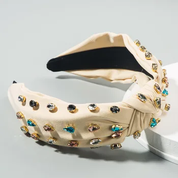 Caliente Venta de Moda de Cristal de diamante de imitación de Nudo de Diademas para las Mujeres 2020 Colorido de Diamante de Bling Cintillo Tejido Accesorios para el Cabello