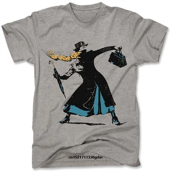 Camiseta de los hombres Banksy Mary Poppins Moda divertida camiseta de la novedad de la camiseta de las mujeres