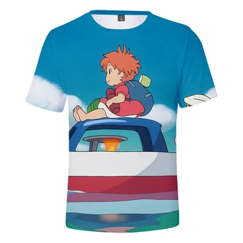 Casual 3D camiseta de Anime Ponyo En El Acantilado de los Hombres/de las mujeres Camisetas de la Moda Hip Hop de la calle Caliente 3D niños/niñas camiseta camiseta