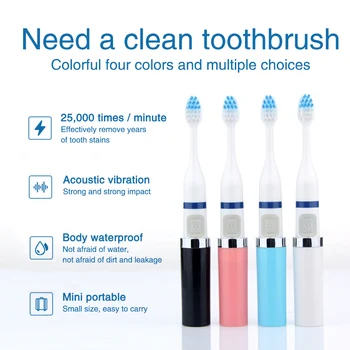 Cepillo de dientes eléctrico de Sonic Wave Cepillo de dientes de Viaje Saludable Cepillo de dientes con Reemplazó 3 Cabeza de Cepillo Oral Higiene Dental Cepillo de Dientes