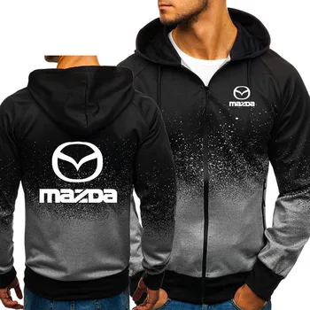 Chaqueta de los Hombres de Coches Mazda Logotipo de Impresión Casual HipHop Harajuku Gradiente de color con Capucha para Hombre de Lana Sudaderas cremallera Sudaderas con capucha de Hombre Ropa