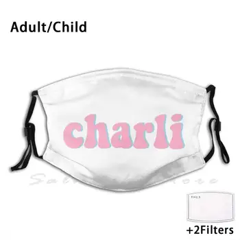 Charli Impresión Lavable Filtro Anti Polvo En La Boca De La Máscara De Charli Charli Xcx Charli Damelio Rosa Azul De Texto Nombre