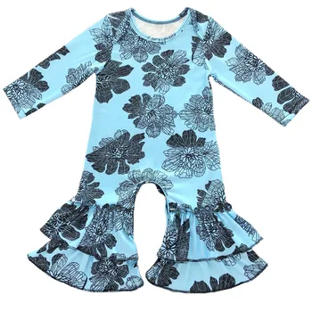 Chick impresión de Otoño de los Niños Ropa Niñas Floral Traje de Manga Larga de Bebé Peleles Pijama Bebé-Cama