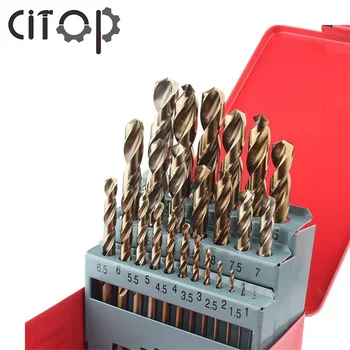 Citop 13/19/25 Pc HSS 6542 Twist Drill Bit Set 1-6.5/1-10/1-13 mm HSS-Co Broca Para Madera de Metal de Plástico de Perforación