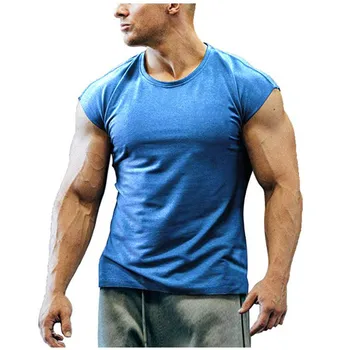 Color sólido de algodón sin mangas de baloncesto ropa deportiva fitness hombres sueltos top sin mangas T-shirt XL S-4XL