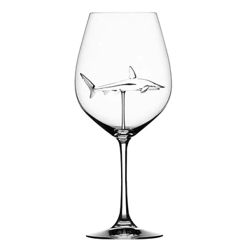 Construido-en Tiburón copa de Vino Nuevo Diseño Vaso de Whisky de Cristal de la Cena Decorar hechos a Mano de Cristal De la Barra de Parte vasos de vidrio P7Ding