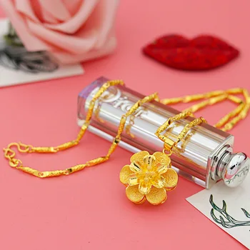 Coreano de la Moda de Oro Collar de Gargantilla Elegante de la Flor de Oro Amarillo de 14k Colgante de Collar de las Mujeres de la Boda de Compromiso de la Joyería no se Desvanecen