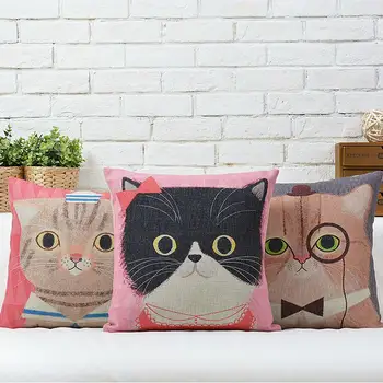 Creativa de dibujos animados lindo animal gato de algodón almohada cojín Cuadrado de dibujos animados Almohada Decoración para el Hogar cojines del sofá