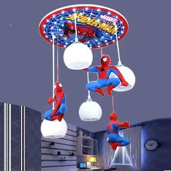 Creativa del Hombre Araña Araña de Luces de dibujos animados de los Niños de la Sala de Hanglamp Luminaria Suspendido Niño Pequeño Dormitorio Ojo de la Guardia Lámparas Led
