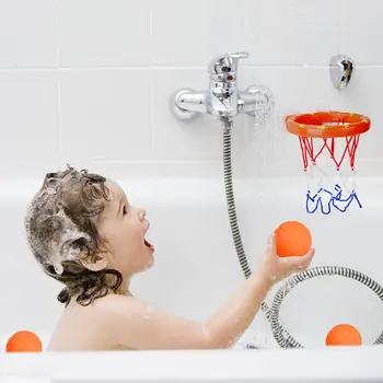 Cyfie Juguetes para el Baño de los Niños Bañera Aro de Baloncesto y Bolitas de Conjunto Oficina de Bolas Playset con 3 Bolas para Niñas y Niños, Piscina al aire libre de Uso