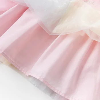 DBJ13455 dave bella primavera infantil de las niñas de bebé floral de malla carta vestido de lolita parte tirantes vestido de niño ropa de niños