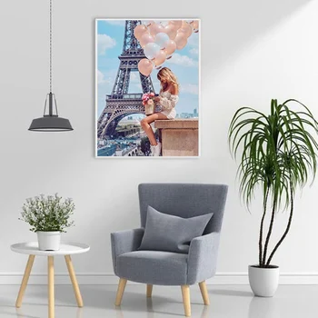 DIY 5D Diamante Pintura de punto de Cruz Ronda Completa de París de la Torre de Bordado, Diamante de Mosaico de Paisajes de la Imagen de diamantes de Imitación de Decoración para el Hogar