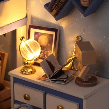 DIY LED en Miniatura Casa de Muñecas, Muebles de Modelo con Cubierta a prueba de Polvo de Juguete de Regalo de Navidad mini y hermosa casa de juguetes regalos perfectos