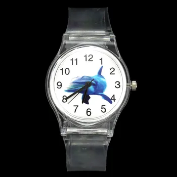 De Dibujos Animados De Blue Dolphin Patrón De Los Niños Los Niños De Bebé, Los Relojes De Cuarzo Deporte Transparente Pulsera Estudiante De Goma Redondo Reloj De Pulsera