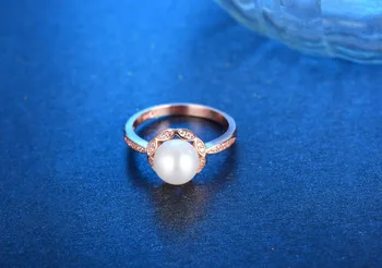 De concha de moda de la perla de la plata esterlina 925 señoras dedo anillos de boda de la joyería de regalo de Navidad mayorista femenina anillo turístico