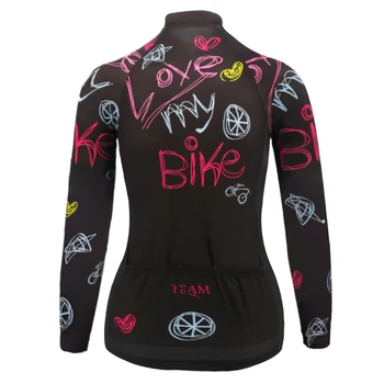 De las mujeres de manga larga de invierno de lana Jersey de ciclismo o no de lana jersey de mujer ropa ciclismo negro biek ropa MTB