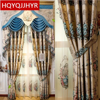 De lujo Europeo 3D en relieve jacquard cortinas para la Sala de estar Chino de gama alta de encargo villa cortinas para el Dormitorio