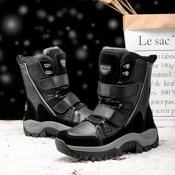 De lujo de Tamaño Grande, 42 Mujeres Botas de Invierno Cálido de la Felpa de las Mujeres Botas de Nieve de Velcro en el Tobillo de Arranque Para Mujer de las Señoras de Arranque de Zapatos de Mujer