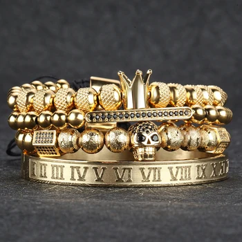 De lujo de la pulsera de oro de los Hombres brazalete de acero Inoxidable 316L pulsera banlge Clásico Brazalete de oro Ajustar el tamaño de los hombres de la joyería de regalo