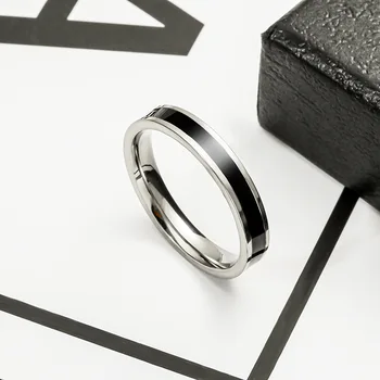 De titanio de acero de la gota de pegamento de acero inoxidable anillo femenino Japonés coreano par anillo anillo anillo anillo liso