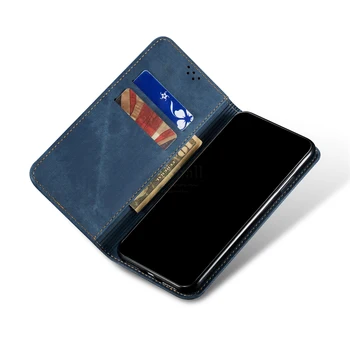 Denim Cartera De Cuero De Los Casos Para El Xiaomi Redmi Nota 9 Pro / 9 Pro Max Caso De Libro Magnético De Cierre De La Tapa Protectora Del Titular De La Tarjeta De Fundas