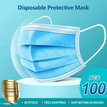Desechables no tejido 3-capa de máscara contra el polvo de seguridad transpirable máscara del oído adulto montado en la máscara de filtro