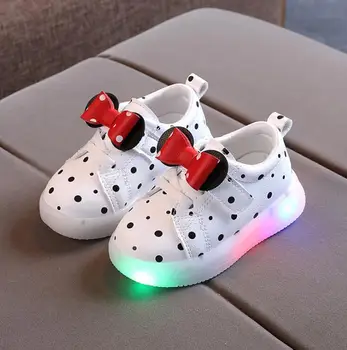 Dibujos animados de Disney de Minnie mouse niños luminoso zapatos nuevos casual zapatos de deporte de parpadear el LED de la luz de zapatos niños niñas zapatos