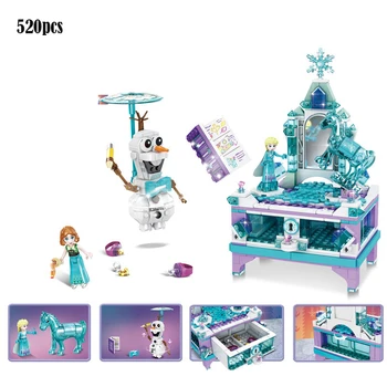 Disney Congelado Clásico de la Serie de la Película Elsa Creativo Caja de Joyería de Bloque de Construcción de BRICOLAJE Niños de Juguete de Regalo compatible