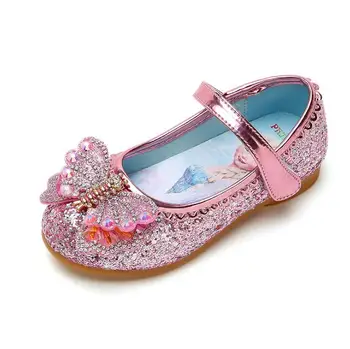 Disney Frozen Elsa la Princesa de los Zapatos de las Niñas Pajarita Color Caramelo Plana Tacones de Deslizamiento en la Parte de Danza Sandalias Para Bebé Niñas Niños Sandalias