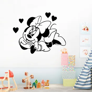 Disney Minnie Mouse Pegatinas De Pared Decoración Del Hogar Arte De La Pared Calcomanía Para La Chica De La Habitación De Vinilo Accesorios De Dormitorio Sala De Estar 0310