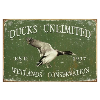 Ducks unlimited de conservación de humedales de la Granja de Lata de Metal Signo Clásico de la Placa de Señal de la Barra de Inicio Decoración de la Pared Pegatinas Retro Pub Arte Post