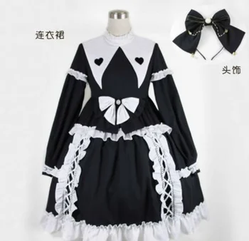 Dulce japonés lolita vestido vintage de encaje bowknot cintura alta lindo impresión victoriana vestido kawaii girl gothic lolita op loli