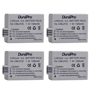 DuraPro 4pcs LP-E5 LP E5 LPE5 1500mAh batería de Reemplazo de la Batería de la Cámara Para Canon EOS 450D 500D 1000D BESO X2 X3 F Rebel XS XSi T1i