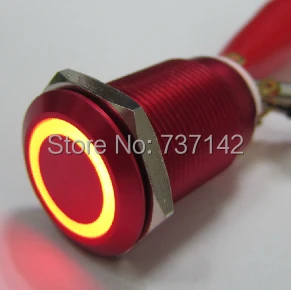 ELEWIND Anti vandalismo SPDT interruptor de Botón con luz(PM193F-11ZE/R/12V/A de aluminio rojo)