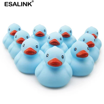 ESALINK 10Pcs 7Cm Serie Azul Piscina de Agua Juguetes de colores Suaves Flotante Pato de Goma de Juguete de Baño Para Bebé, Juguetes para el Baño