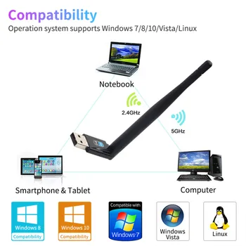 El Adaptador USB WiFi 150Mbps RTL8723BU Bluetooth 4.0 2.4 G Lan Inalámbrica de la Tarjeta de Red Wifi USB Receptor de Antena de 2dBi Transmisor