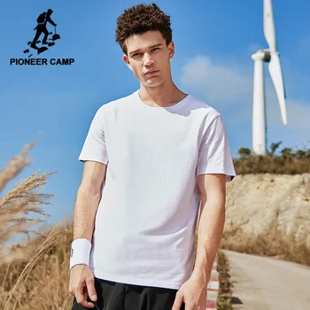 El Campamento de pioneros 2021 Verano Ropa de camisetas de hombre Algodón elástico de Color Sólido de Hip Hop de los Hombres camisetas 209001AK