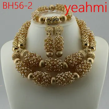 El Envío libre de Nigeria Perlas de la Joyería de la Boda Establece Novia Dubai Gold-color de Conjuntos de Joyas de África Perlas de la Joyería Conjunto BH56-2