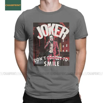 El Joker no Olvides Sonreír Camisetas de los Hombres de Joaquin Phoenix Payaso de la Película Cómica Villano de Algodón Camiseta de Manga Corta Camisetas de Gran Tamaño