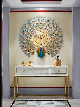 El calor! Chino Creativo 3D Simple pavo real de Reloj de Pared en el Hogar Moderno Reloj de la Sala de estar Mudo Reloj de Moda Decorativo Reloj de Cuarzo
