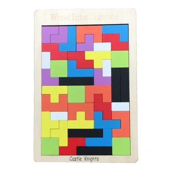 El castillo de los Caballeros de Bebé de Madera Tetris Puzzle Juguetes Rompecabezas para Niños Tellectual Juguete Educativo